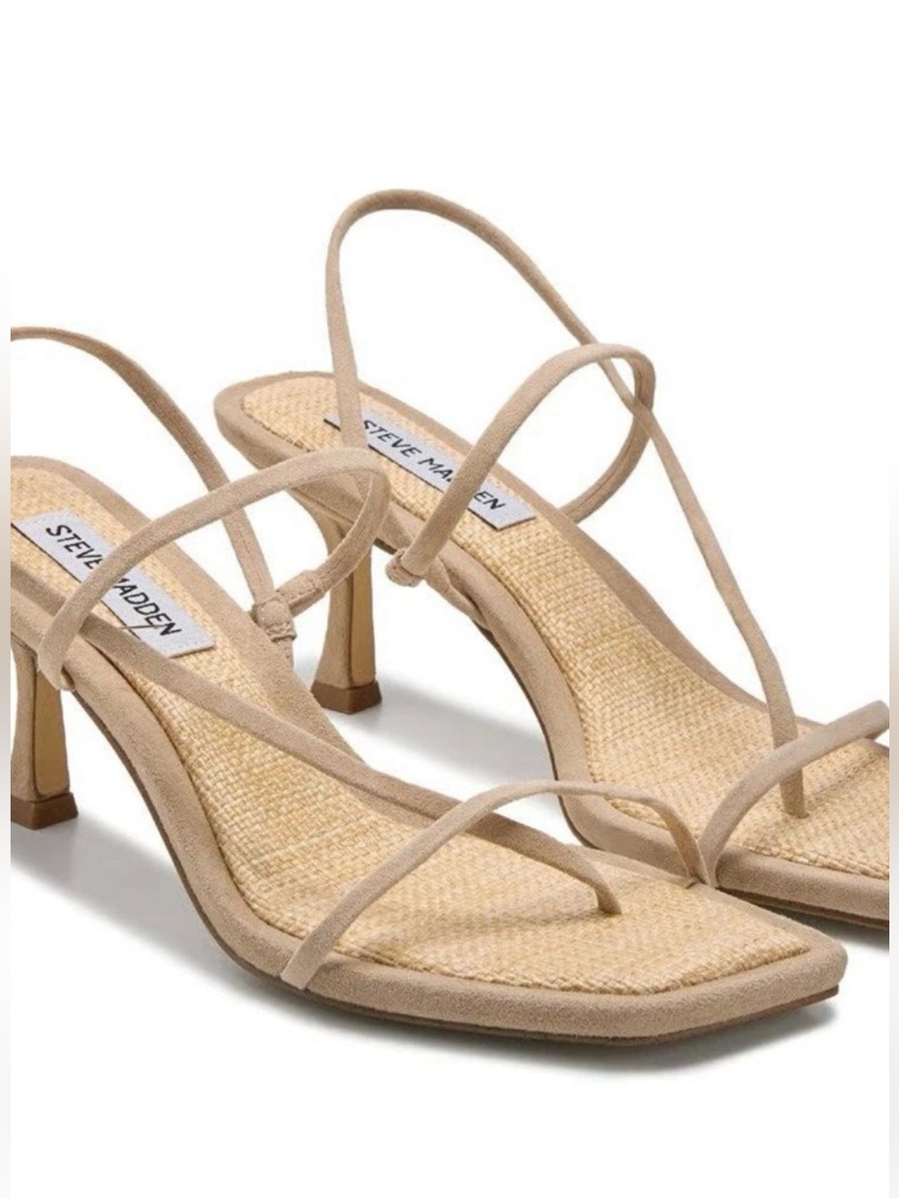Steve Madden Beige Strappy Kitten Heel Sandals